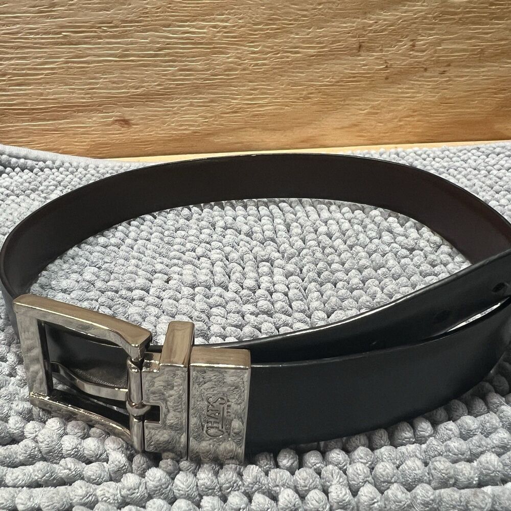 Chaps Men’s Reversible Belt Size M 26–28 Black/Brown Bonded Leather